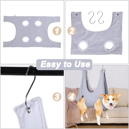 Pet Grooming Hammock and Nail Clip Bag for Dogs and Cats - Ideal for Grooming, Bathing, Nail Trimming, and Ear Cleaning - Suitable for Small to Medium Pets (13.7 Inches) with Hangers and Secure Fixing System